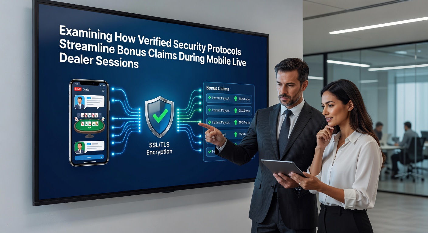 Mobile live dealer interface showing secure bonus claim process with encrypted verification steps