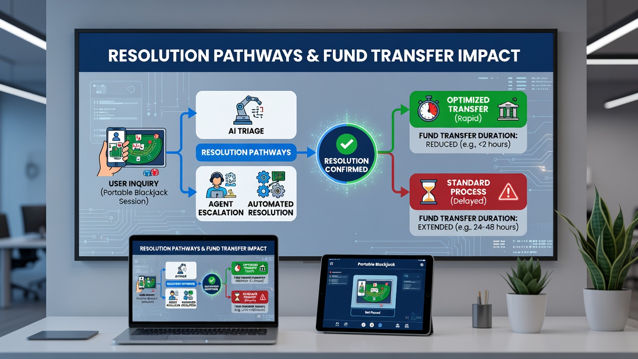 Support dashboard displaying inquiry resolution steps linked to fund transfer status in a mobile gaming interface