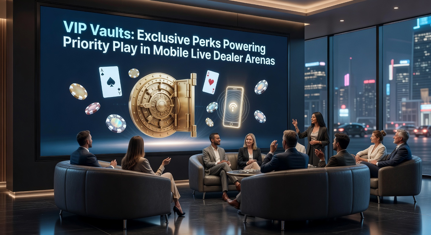 Inside a VIP Vault interface on a mobile screen, displaying priority live dealer tables, host chats, and perk dashboards